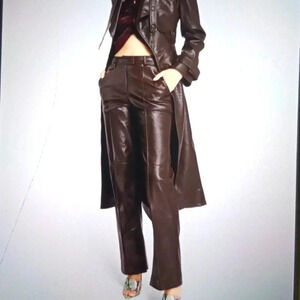 Wilfred faux leather brown pants party sexy new year Christian party size 0